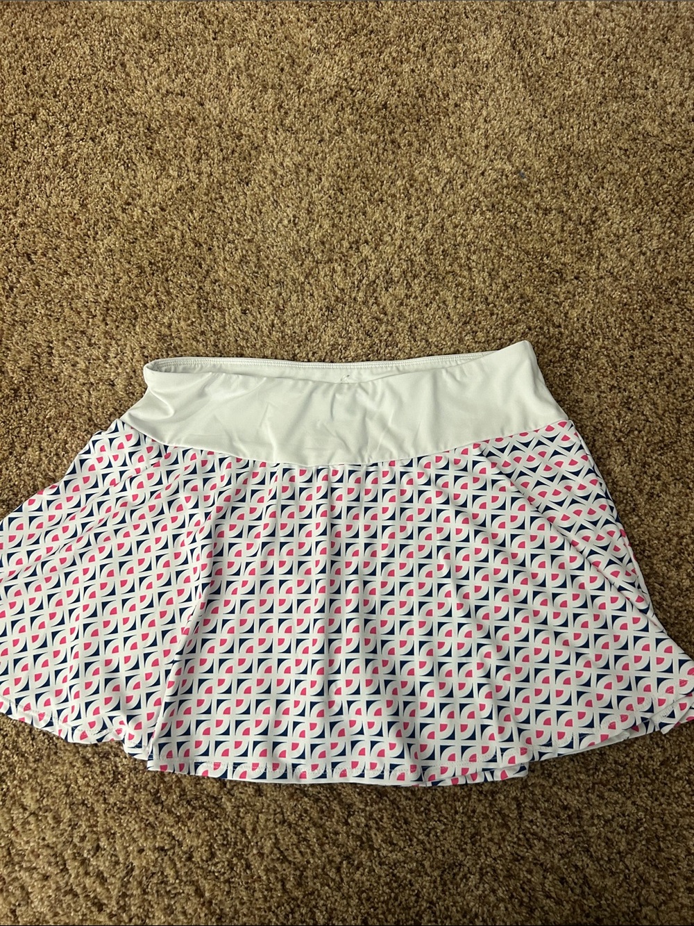 Kyodan White Waist Pink & Blue Geometric tennis gold or pickleball  Skirt